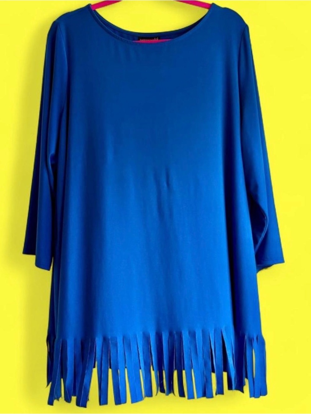 Cobalt blue blouse with fringe trim